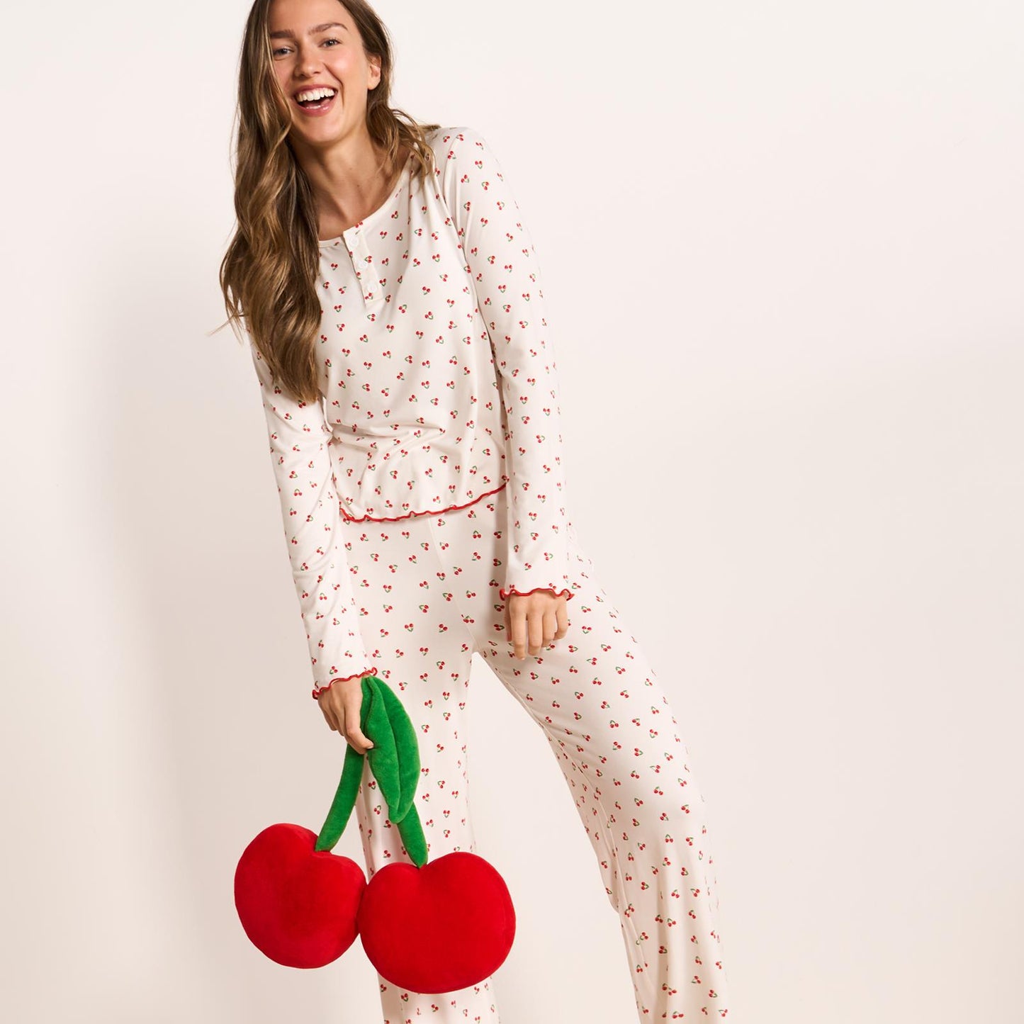 OHS Print Jersey Pyjama Set Womens Lettuce Edge Sleepwear Nightwear Loungewear