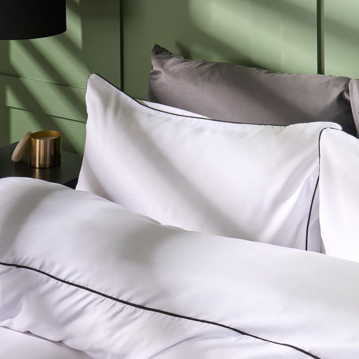 OHS Piped Edge Duvet Cover Set Soft Quilt Pillowcase Bedding Double King Size