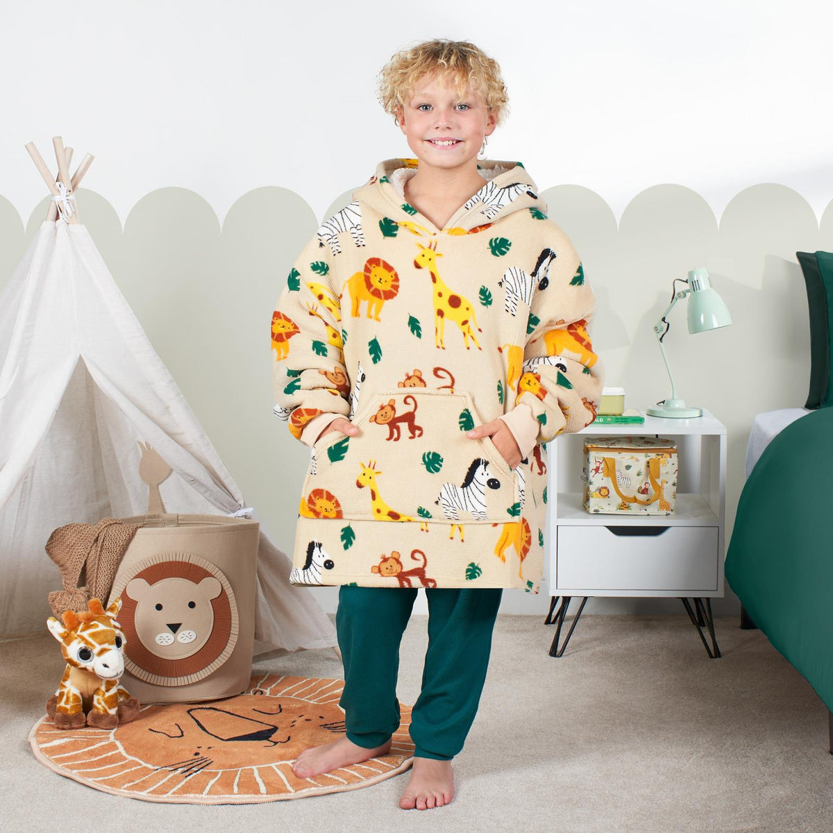 Kids Hoodie Blanket Oversized Sherpa Fleece Jumper Sweatshirt Soft Warm Throw