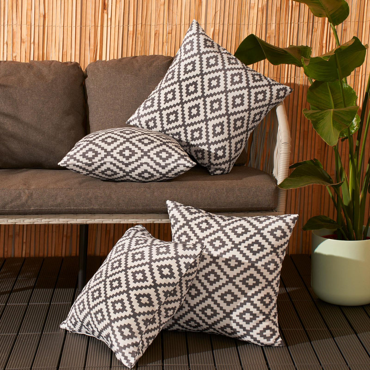 OHS Print Outdoor Cushion Covers Garden Water Resistant Filled Inserts Seat Set