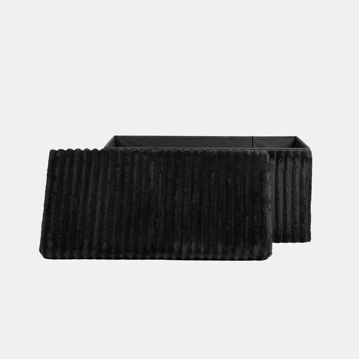OHS Storage Box Lid Ottoman Folding Ribbed Fleece Footstool Tub Seat