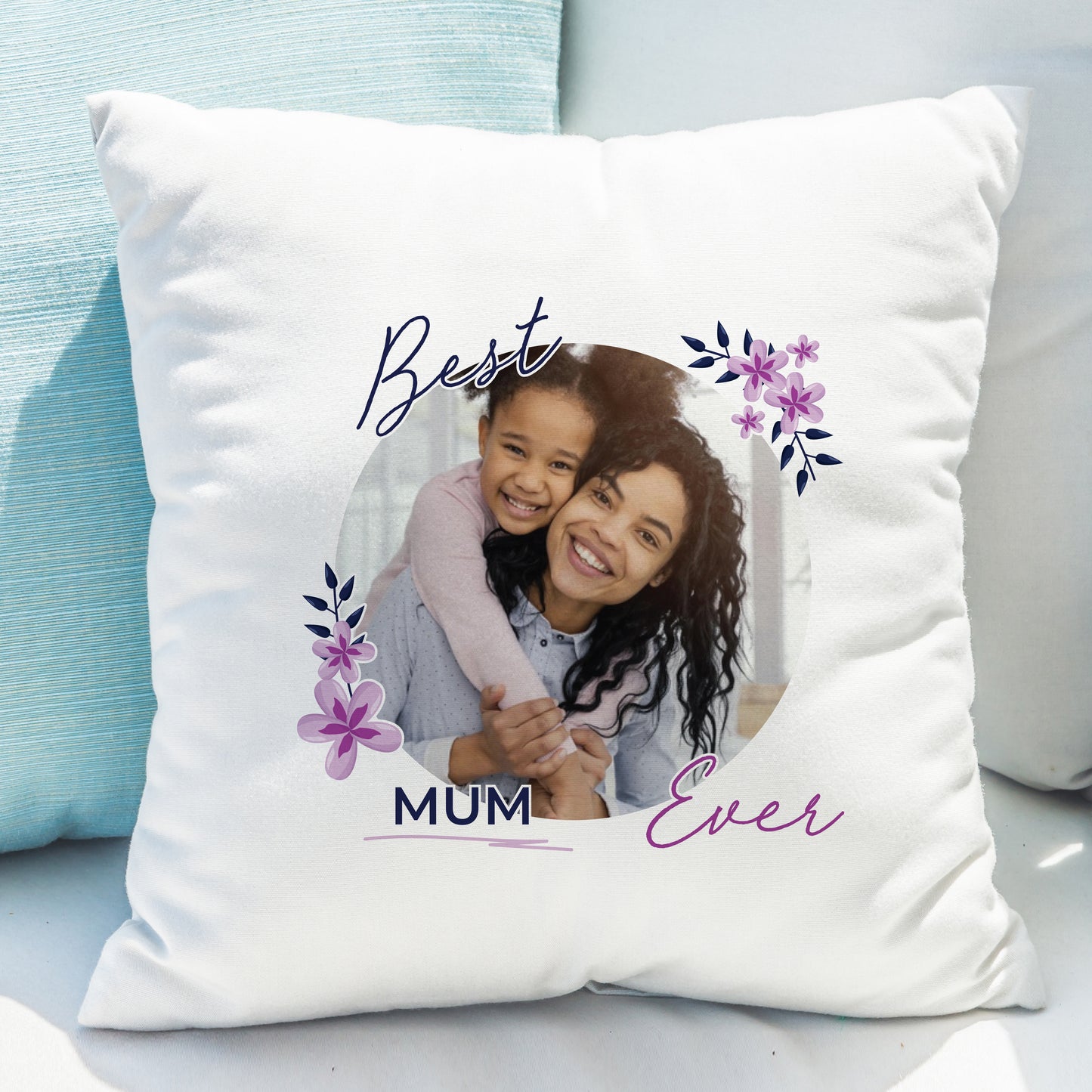 Personalised Floral Best Ever Photo Upload Cushion