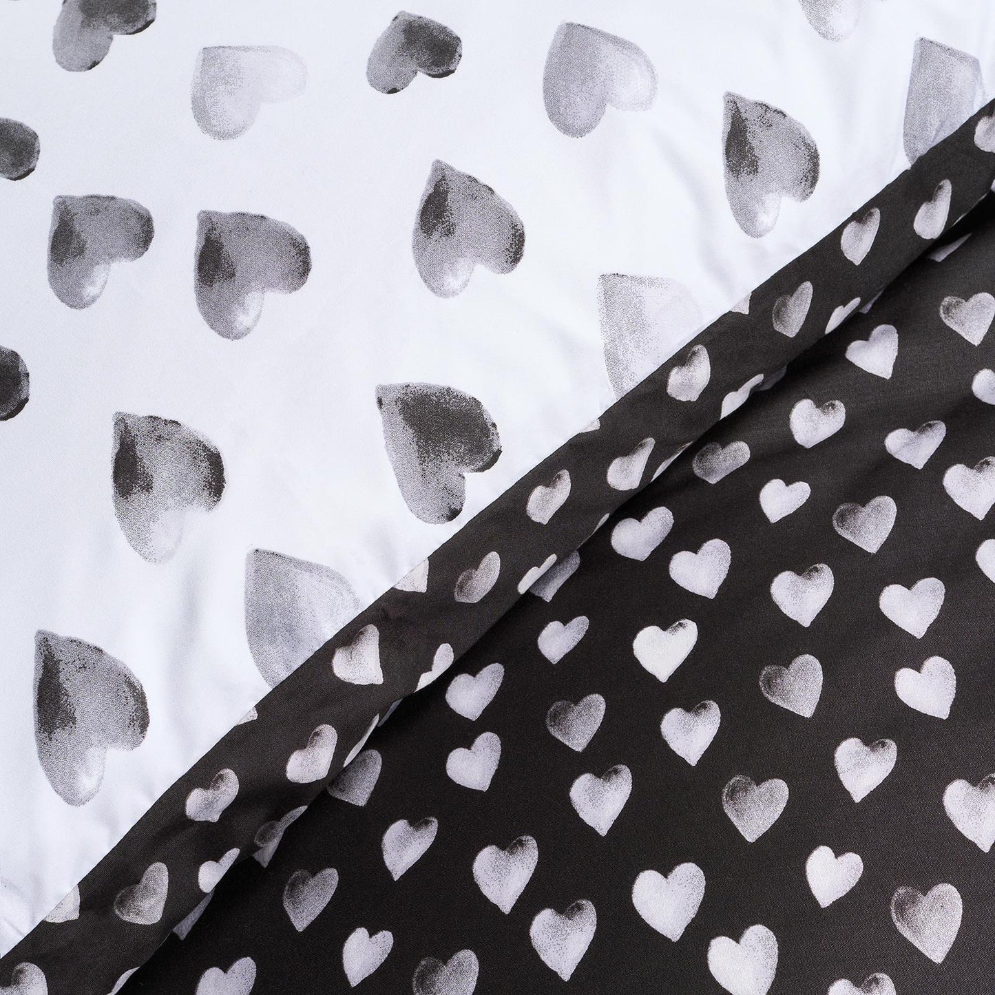 OHS Watercolour Bedding Set Hearts Microfibre Duvet Cover with Pillowcase