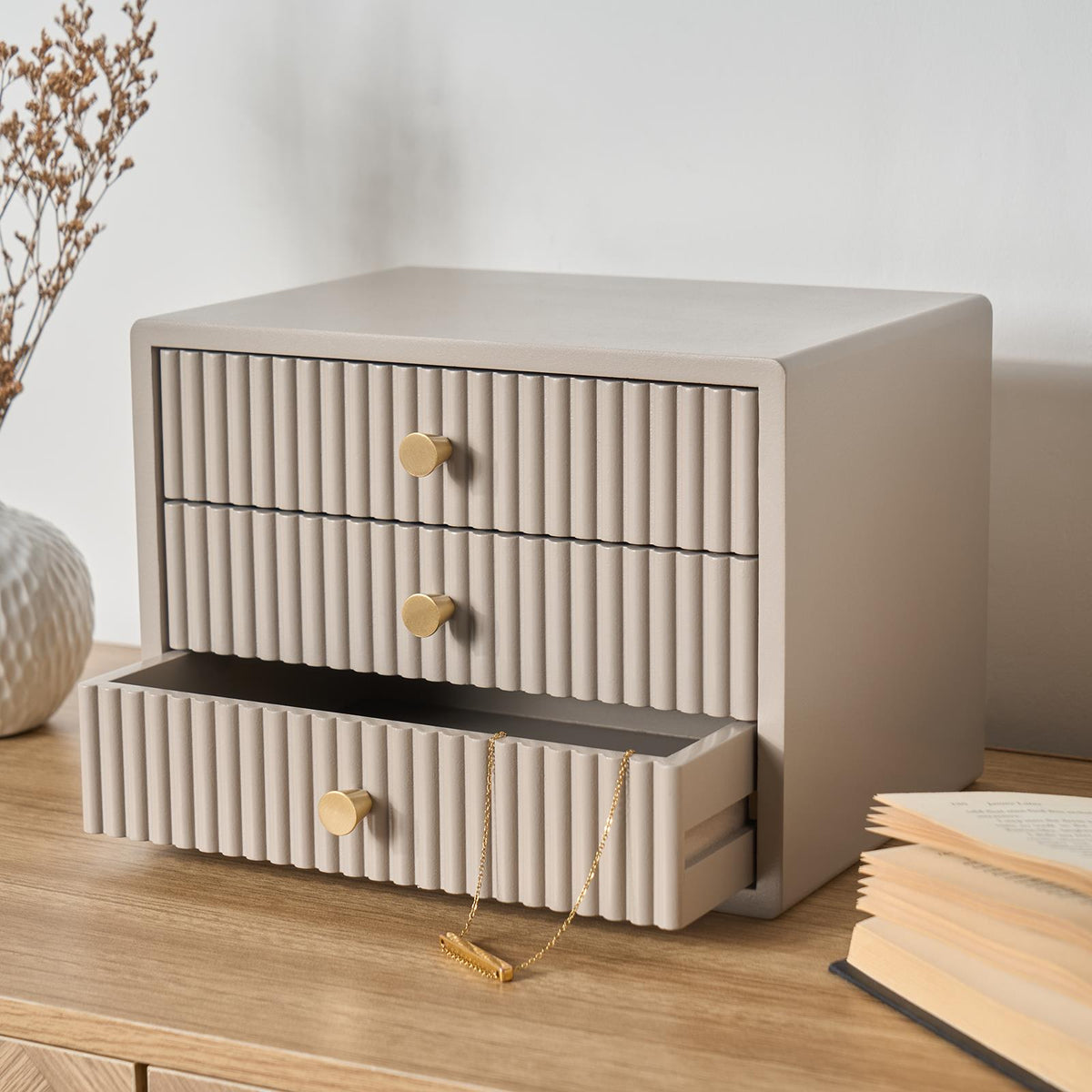 OHS Ribbed Desktop Drawers Organiser Freestanding Tabletop Cabinet Storage Unit