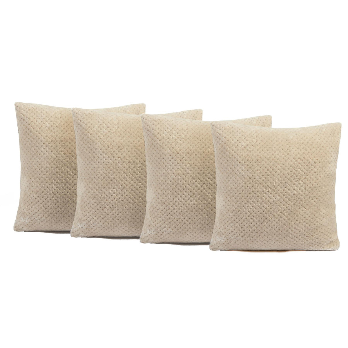 Brentfords Waffle Popcorn Fleece Set of 4 x Cushion Covers Pack Sofa - 18" x 18