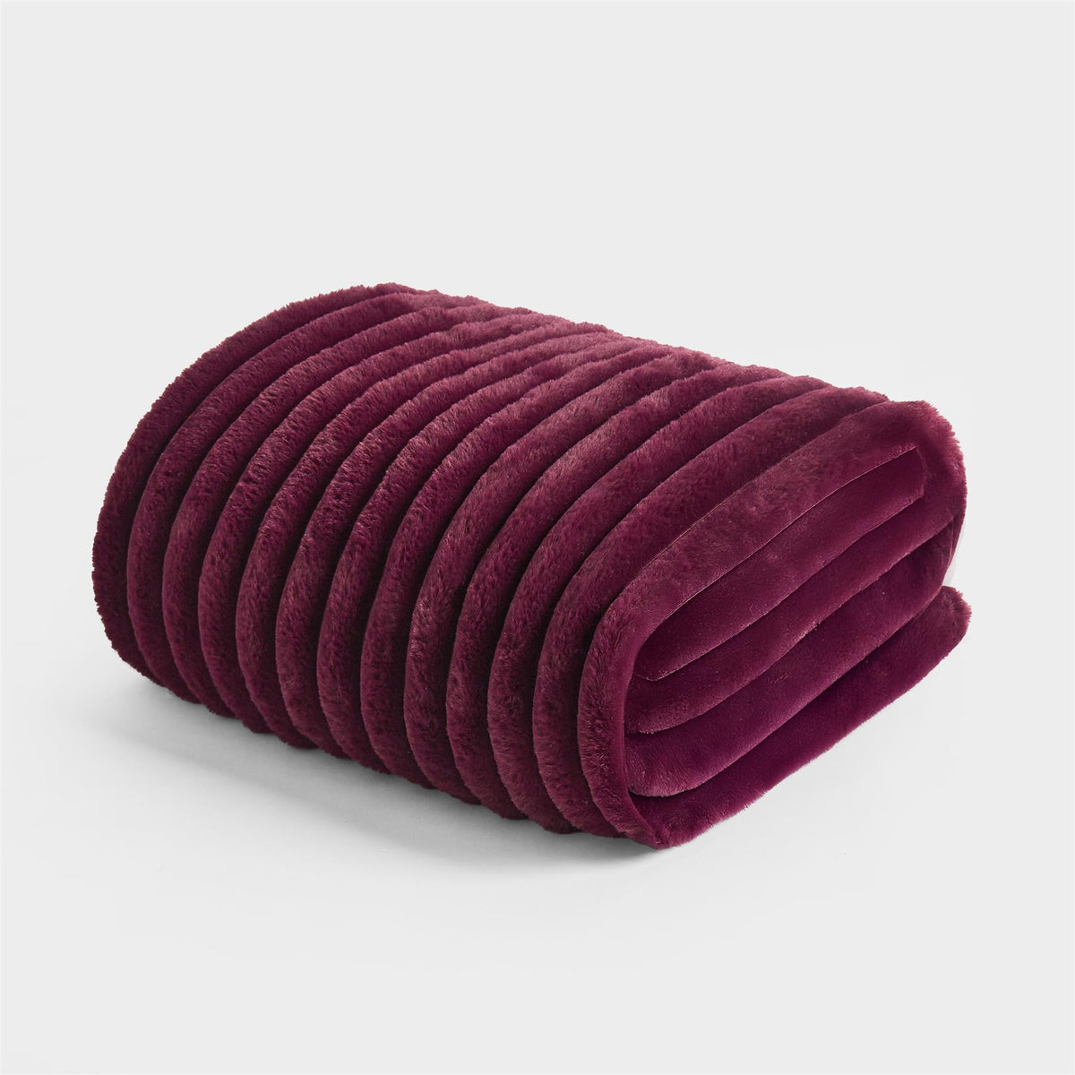 OHS Faux Fur Ribbed Fleece Throw Over Bed Blanket Warm Supersoft