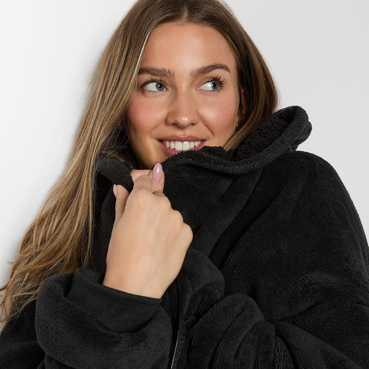 OHS Zip Up Hoodie Blanket Oversized Sherpa Fleece Thermal Sweatshirt Jumper