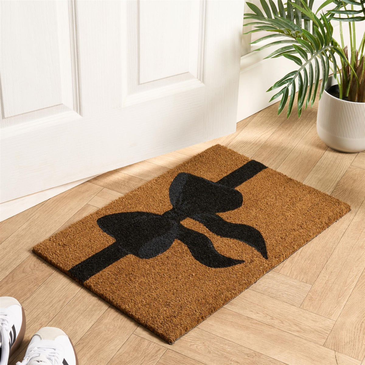 OHS Bow Print Coir Mat Christmas Non Slip Indoor Outdoor Welcome Doormat Rug