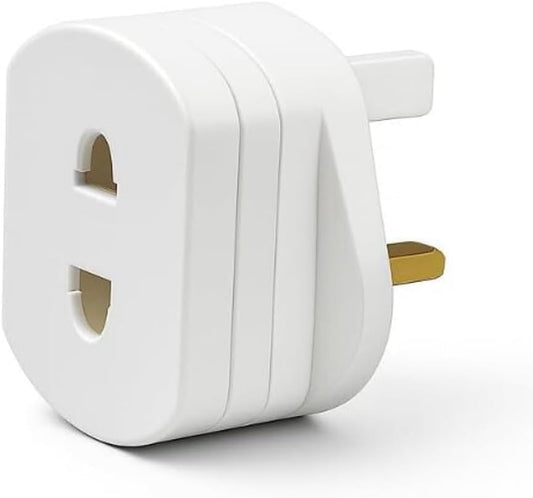 1 Pack White Shaver Plug Adaptor UK, 2 Pin to 3 Pin Adapter Plug UK