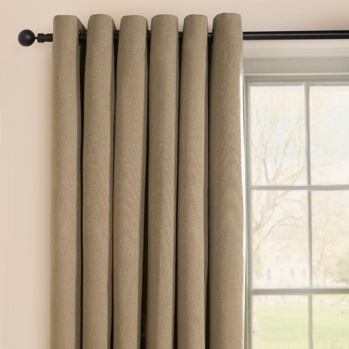 OHS Eyelet Blackout Curtains Woven Ready Made Ring Top Thermal Texture Thick