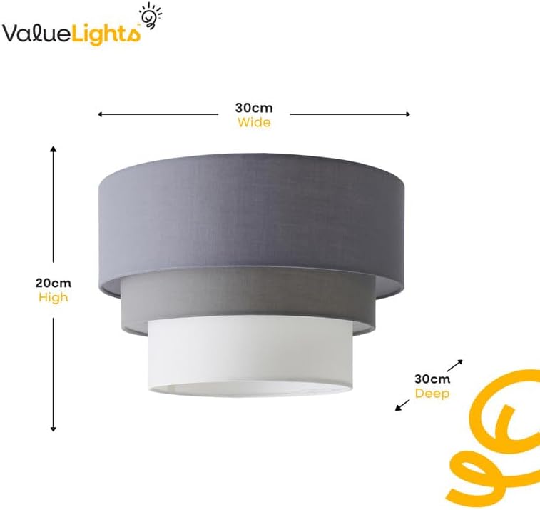 MiniSun | Round Modern 3 Tier Fabric Ceiling Pendant Light Shade in Black | Pendant Lights, Home Décor & Improvement Essential | 30cm Shade Width