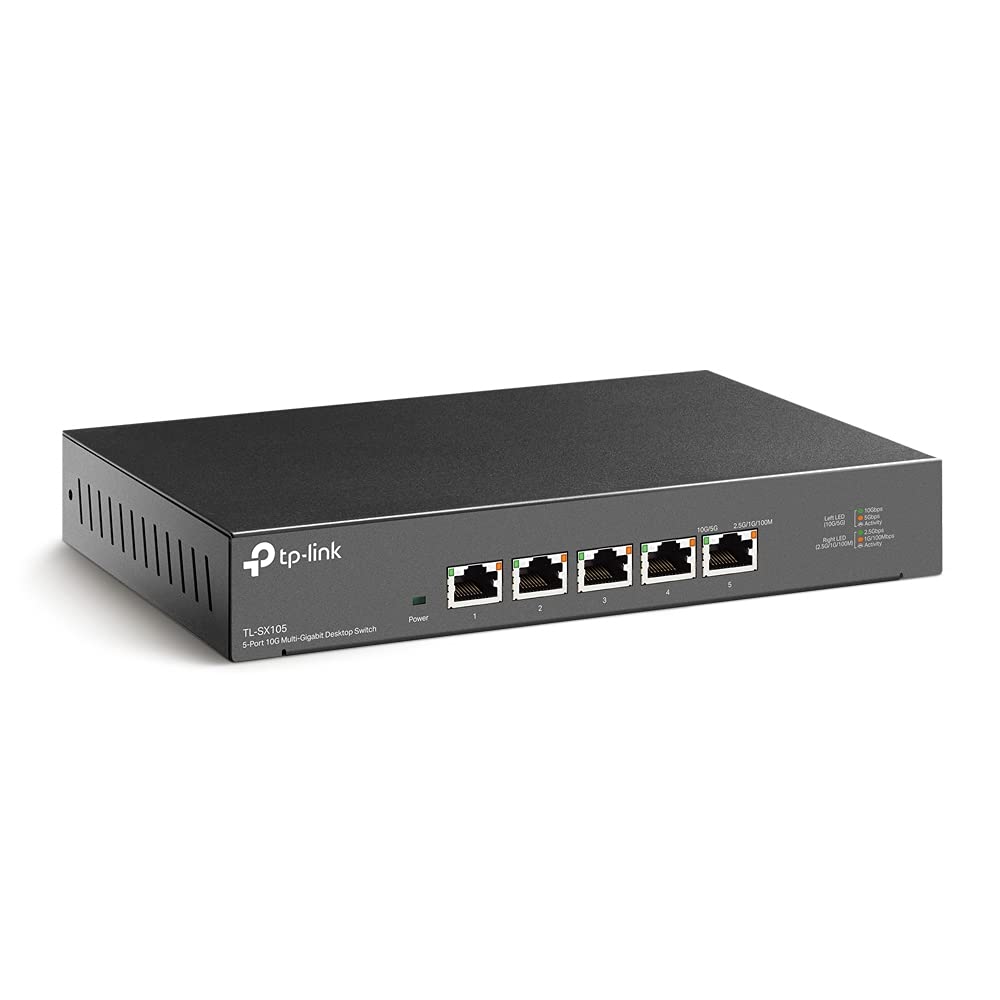 TP-Link TL-SG105S, 5 Port Gigabit Ethernet Network Switch, Ethernet Splitter, Hub, Desktop and Wall-Mounting, Sturdy Metal, Fanless, Plug and Play, Energy-Saving