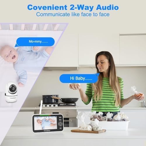 HelloBaby HB6550 Baby Monitor with Camera and Night Vision, 5" Split Screen