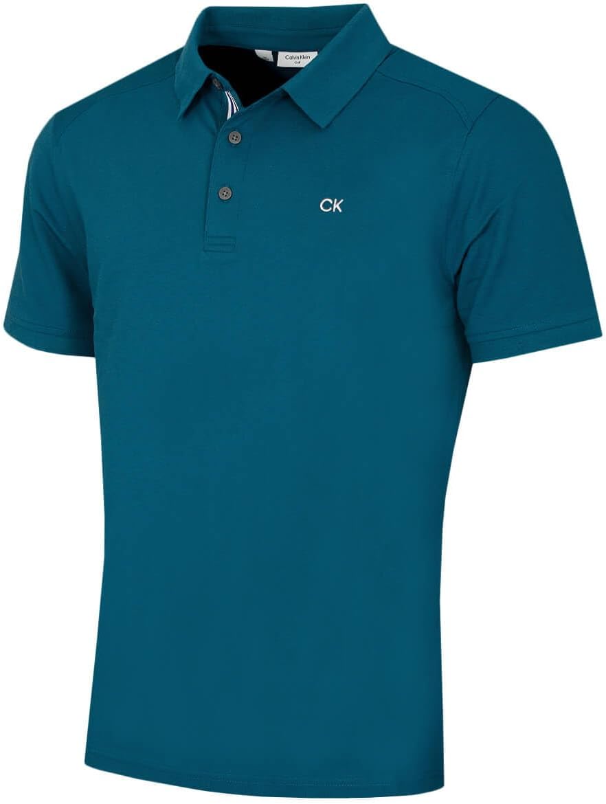 Calvin Klein Mens 2026 Campus 3 Button Ribbed Collar Golf Polo Shirt