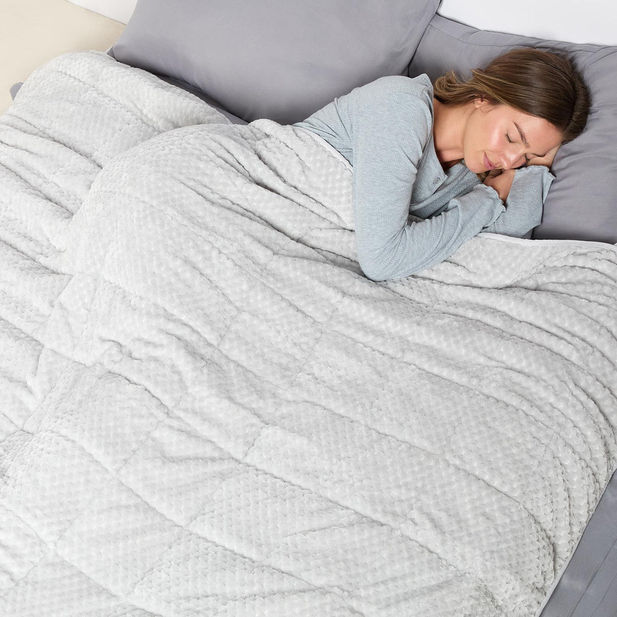 OHS Waffle Fleece Weighted Blanket Sleep Therapy Anxiety Super Soft Bed Throw