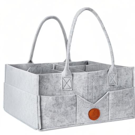 Maliton Nappy Caddy Organiser with 8 Pockets & Removable Dividers (Khaki)