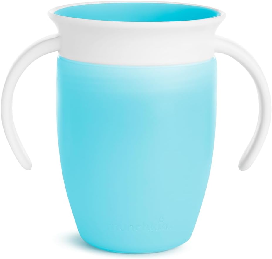 Munchkin Miracle 360 Sippy Cup | Trainer Toddler Cup | BPA Free Baby & Toddler Cups w.Handles | Non Spill Cup | Dishwasher Safe Baby Cup | Leakproof Cup | 6+ Months| 7oz/207ml | 2 Pack | Blue/Green