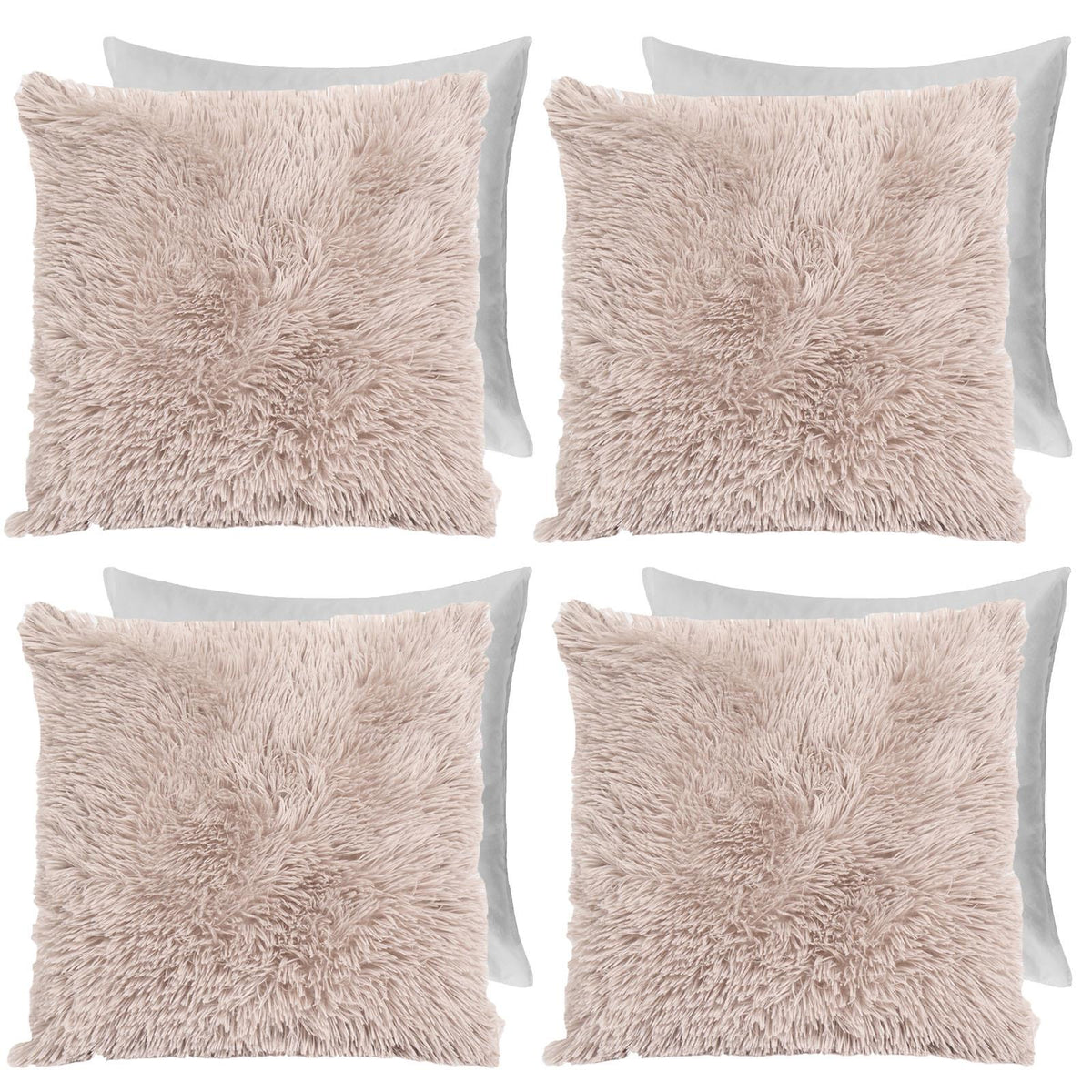 OHS Fluffy Cushion Covers 2 Pack Soft Fleece Square Pillowcases Home Decor
