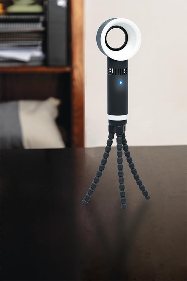 Nuby Portable Bladeless Pram Fan – Rechargeable | Flexible Tripod Legs | Safe & Quiet | Versatile & Portable