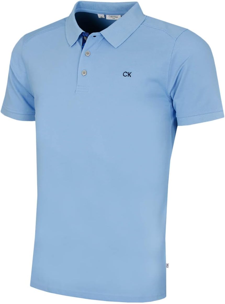 Calvin Klein Mens 2026 Campus 3 Button Ribbed Collar Golf Polo Shirt