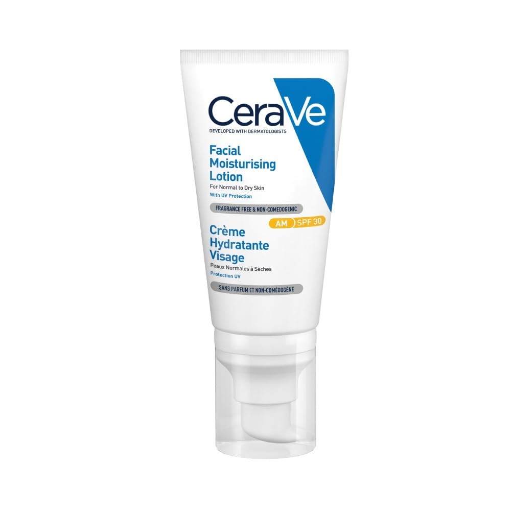 CeraVe AM Facial Moisturising Lotion SPF50 With 3 Essential Ceramides, Vitamin E, Niacinamide, MVE Technology, UVA UVB Protection, For Normal to Dry Skin, Lightweight, Non-Greasy, Allergy Tested, 52ml