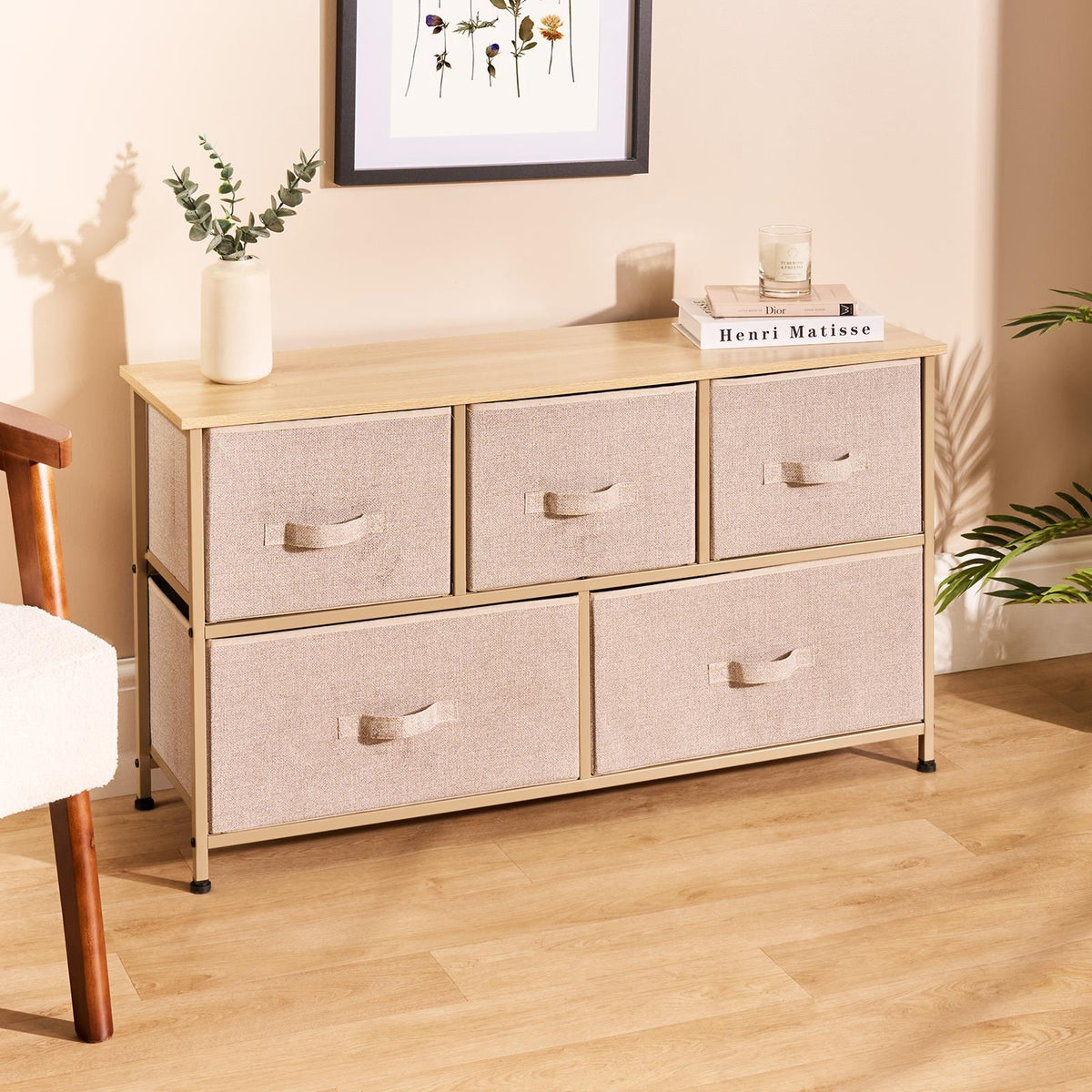 OHS Fabric Cabinet Bedside 2/3/4/5/6 Drawers Storage Unit Clothes Home Organiser