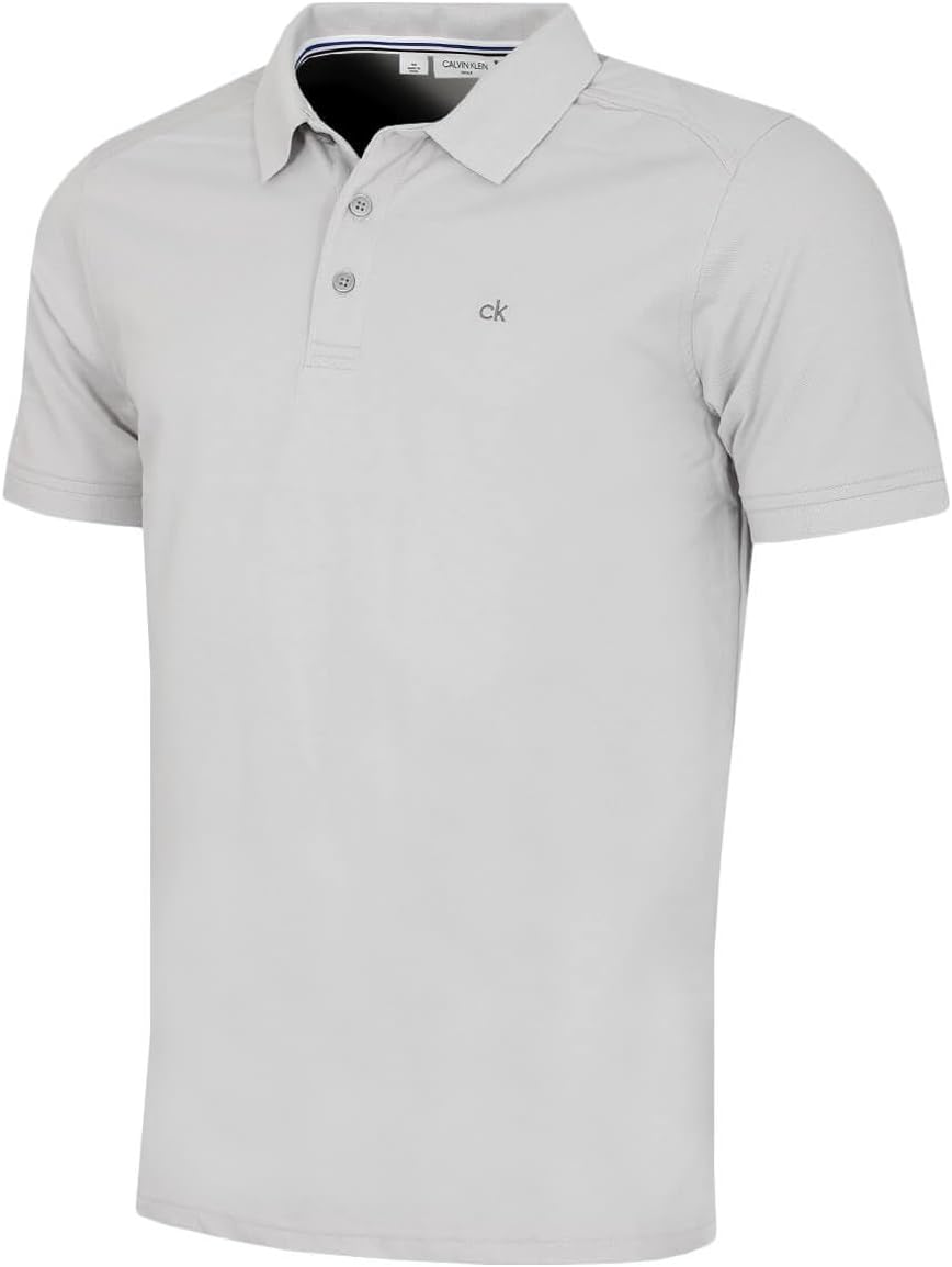 Calvin Klein Mens 2026 Campus 3 Button Ribbed Collar Golf Polo Shirt