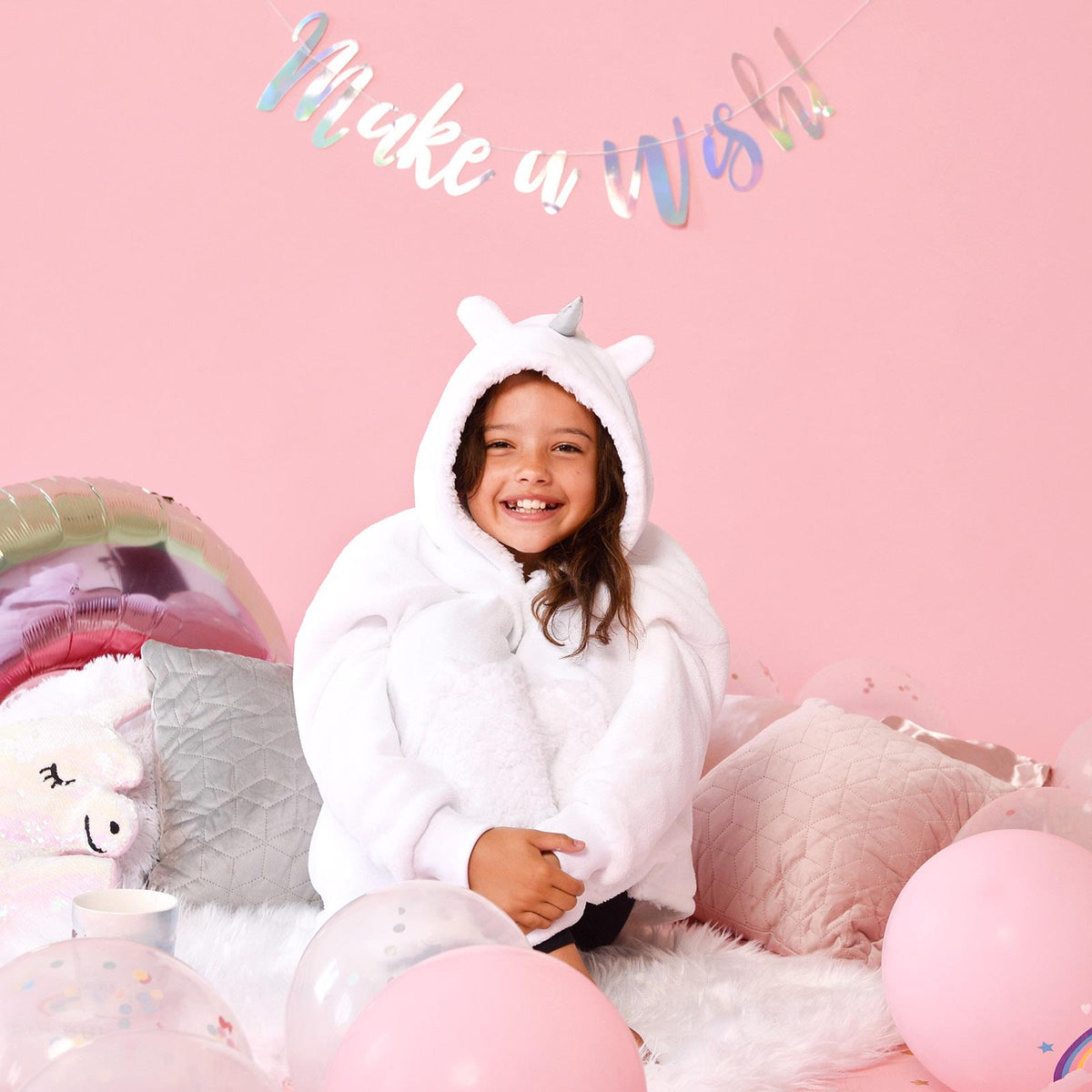 Dreamscene Unicorn Hoodie Blanket Oversized Sherpa Fleece Kids Plush Soft Warm