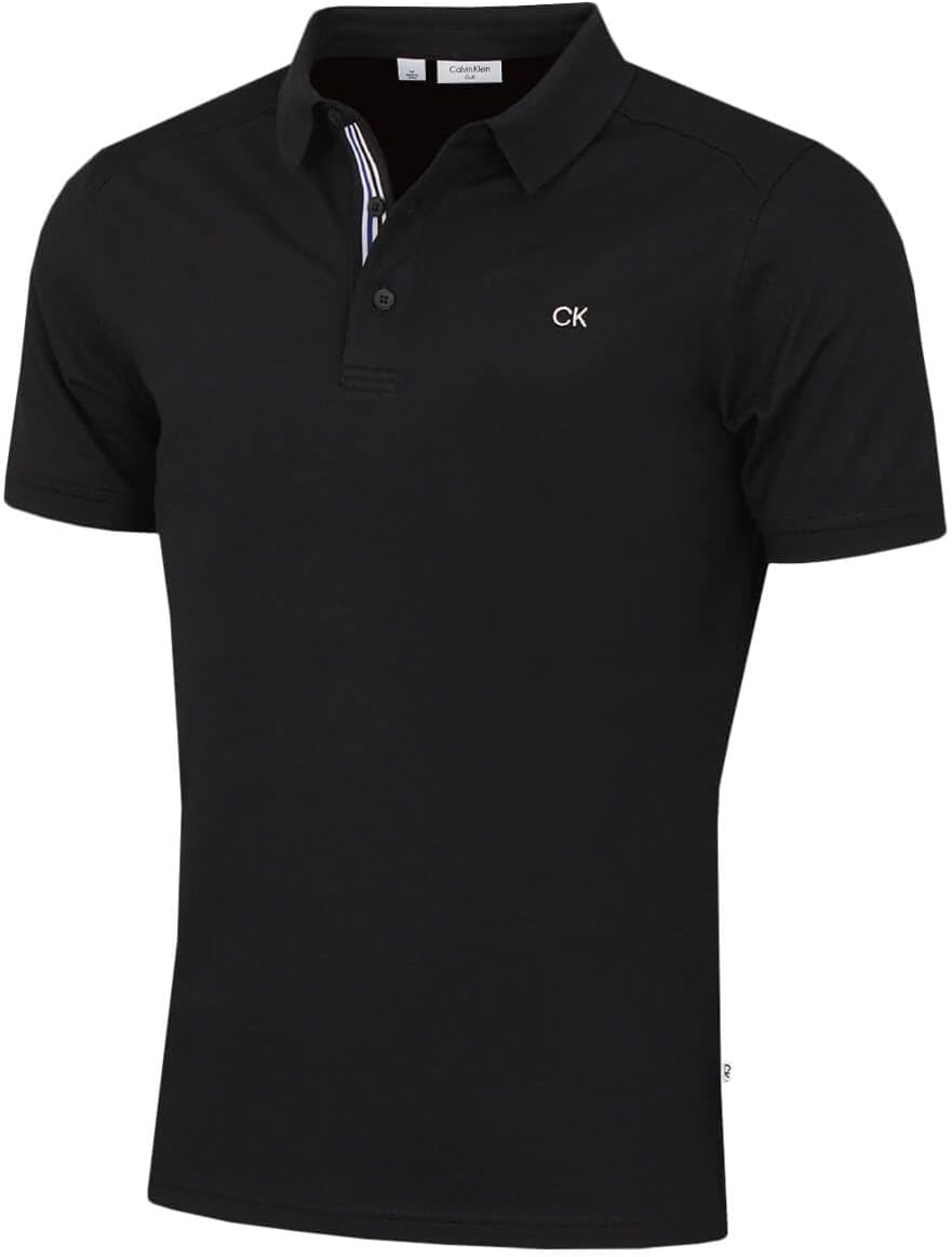 Calvin Klein Mens 2026 Campus 3 Button Ribbed Collar Golf Polo Shirt