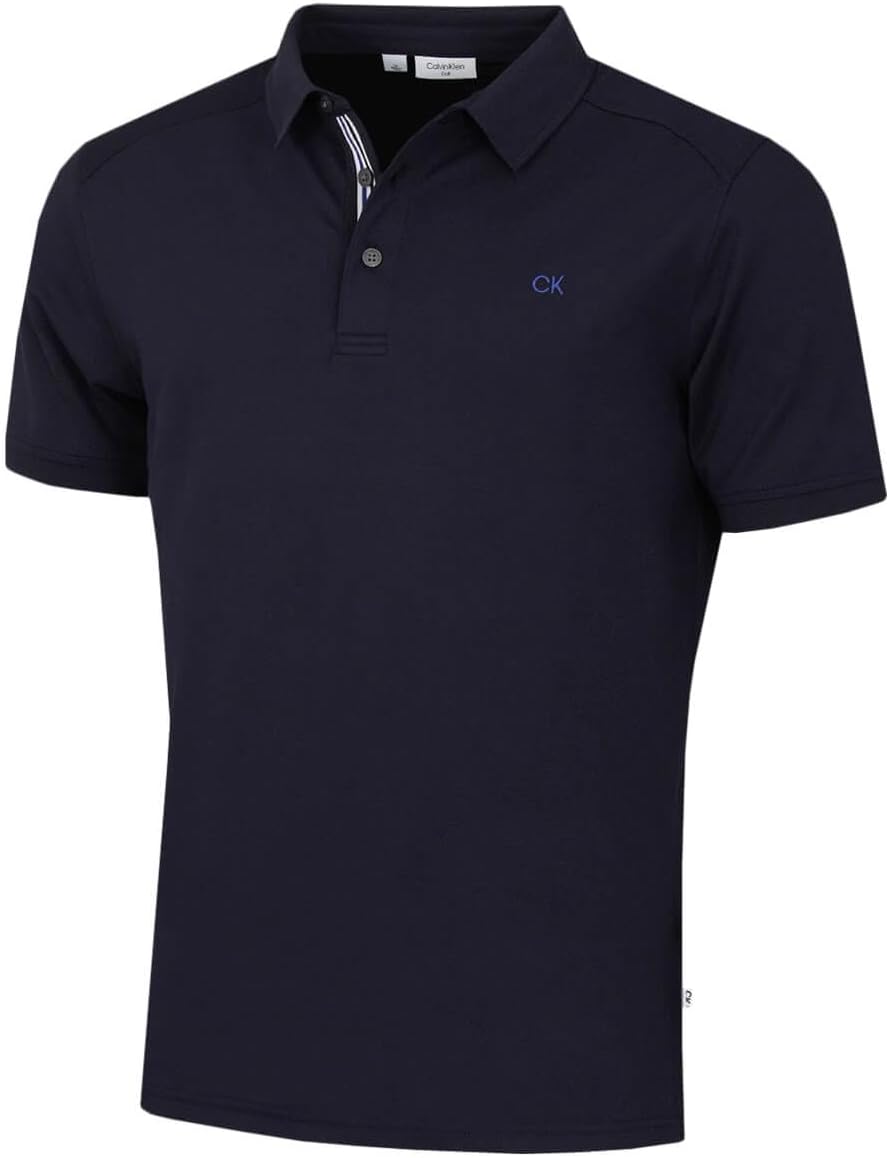 Calvin Klein Mens 2026 Campus 3 Button Ribbed Collar Golf Polo Shirt