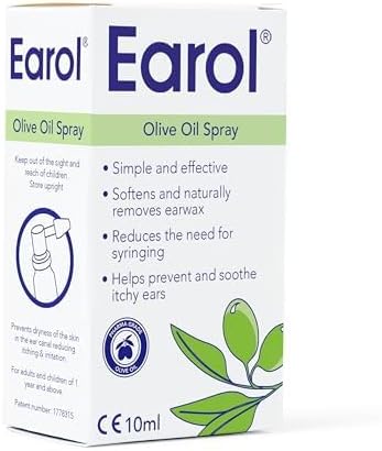 Earol Olive Oil Ear Wax Removal Spray, Clinically Proven, 10ml (Pack of 2)