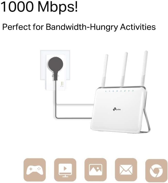 TP-Link TL-PA7017PKIT Gigabit Passthrough Powerline Adapter Starter Kit, Powerline Network Adapters Speed up to 1000 Mbps, 4K Video Streaming & Online Gaming, No Configuration Required, Plug and Play