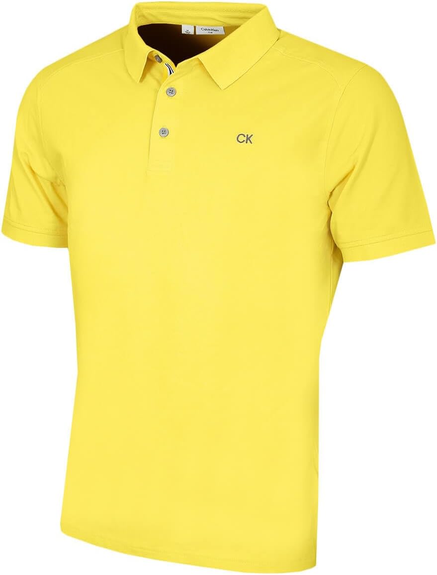 Calvin Klein Mens 2026 Campus 3 Button Ribbed Collar Golf Polo Shirt