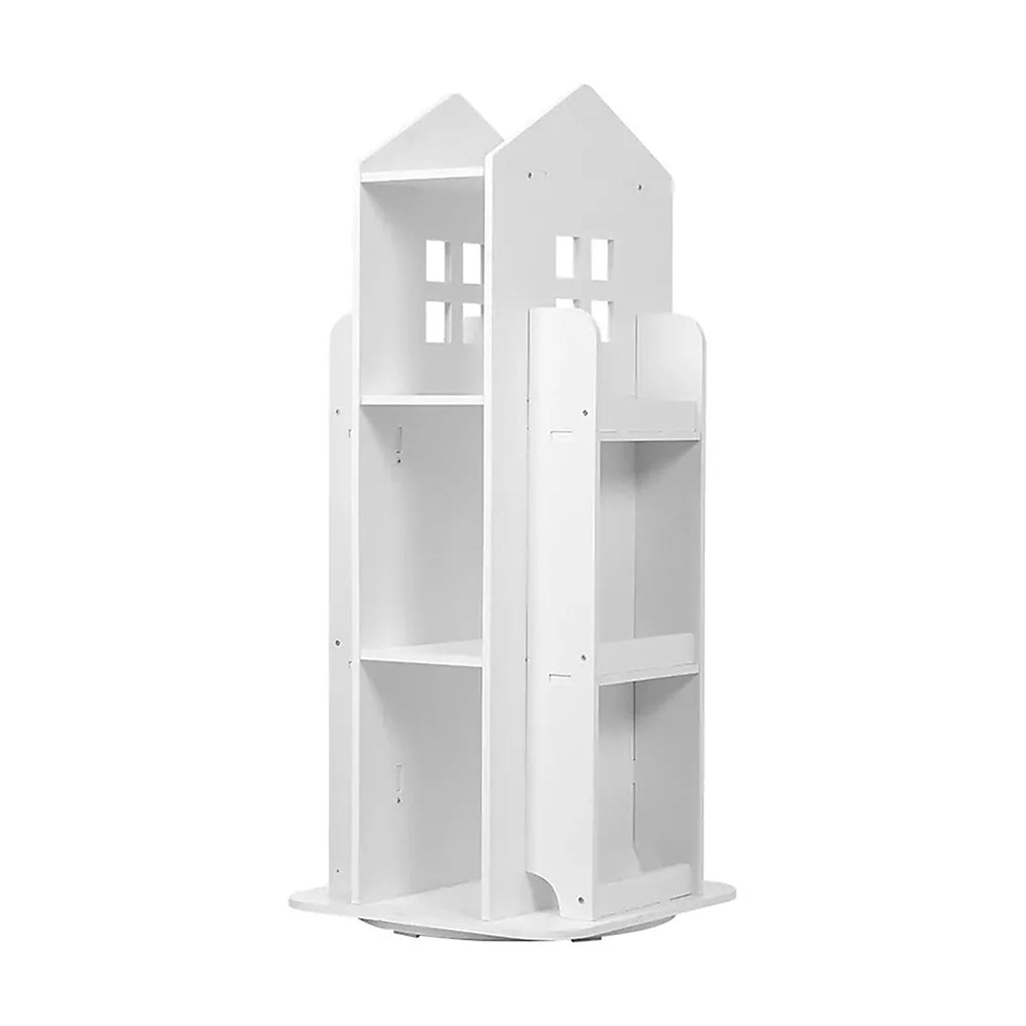 Neo House Shaped 360° Rotating Kids' Children's Freestanding Bookshelf Bookcase 10 Shelf Shelve Space‑Saving Design (White)