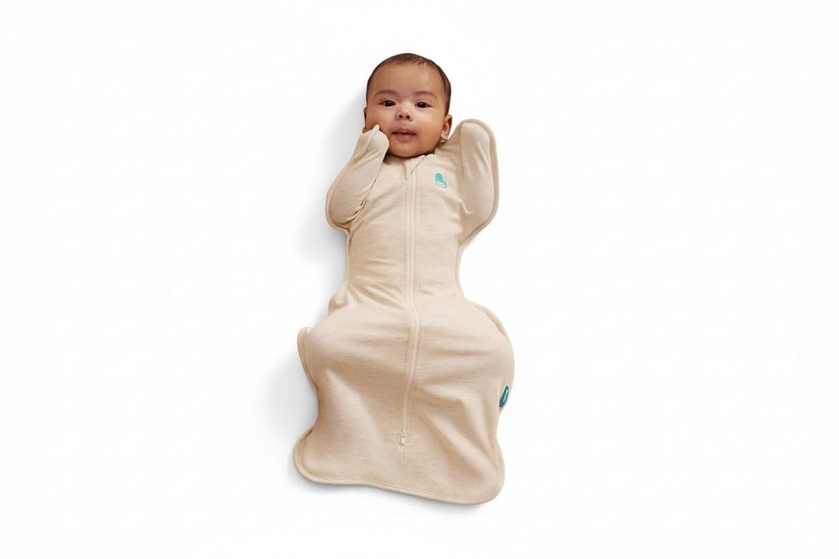 Love To Dream™ Swaddle UP™, Newborn 2.2-3.8 kg - Grey, Snug Fit, Supports Healthy Sleep Routine, 1.0 Tog - Ideal for 20-24°C Temperatures, Machine Washable Cotton & Double Zip for Easy Nappy Changes