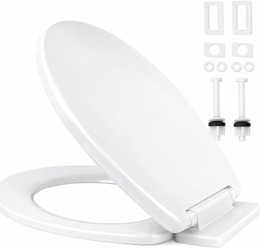 Ram® White Soft Close Toilet Seat with Quick Release for Easy Clean Loo Toilet Seat with Adjustable Hinges Standard O Shape Toilet Seat