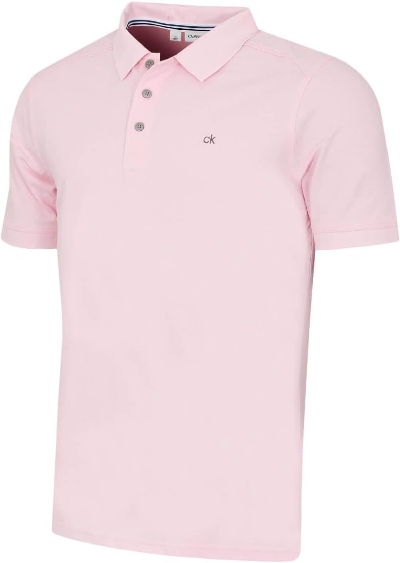 Calvin Klein Mens 2026 Campus 3 Button Ribbed Collar Golf Polo Shirt