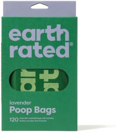 Earth Rated Dog Poo Bags with Handles, Easy Tie and Guaranteed Leakproof, Lavender Scented, 120 Bags