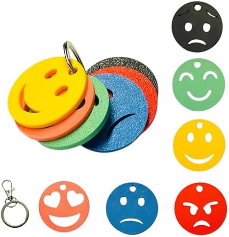 Colour Feelings 6 Emotional Regulation Keychain | 6 Mood Zone Discs for Children and Adults For Special Educational Needs | Emotions Teaching Aid | SEN Communication Tool/Accessory