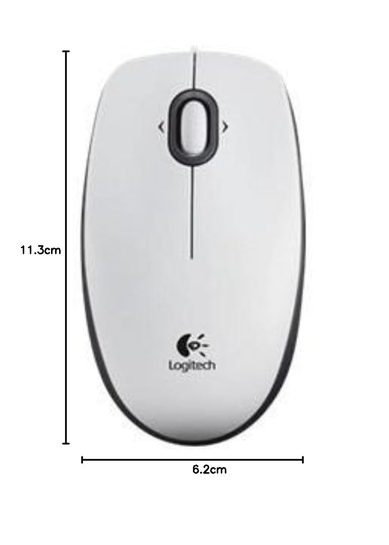 Logitech B100 Wired Mouse, USB Port, 800 DPI Optical Sensor, 3 Buttons, for Left and Right Handers, PC/Mac - Black (Optical Business Mouse | Pack of 5)