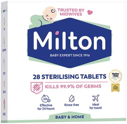 SWISS+ MILTON Sterilising Tablets (28 Pack) – Kills 99.9% of Germs | Trusted by Midwives | 24-Hour Protection | No Rinse Required | Travel-Friendly & Easy to Use | Ideal for Baby Bottles & Accessories