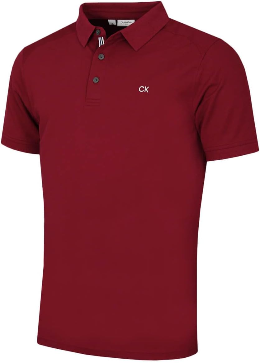Calvin Klein Mens 2026 Campus 3 Button Ribbed Collar Golf Polo Shirt