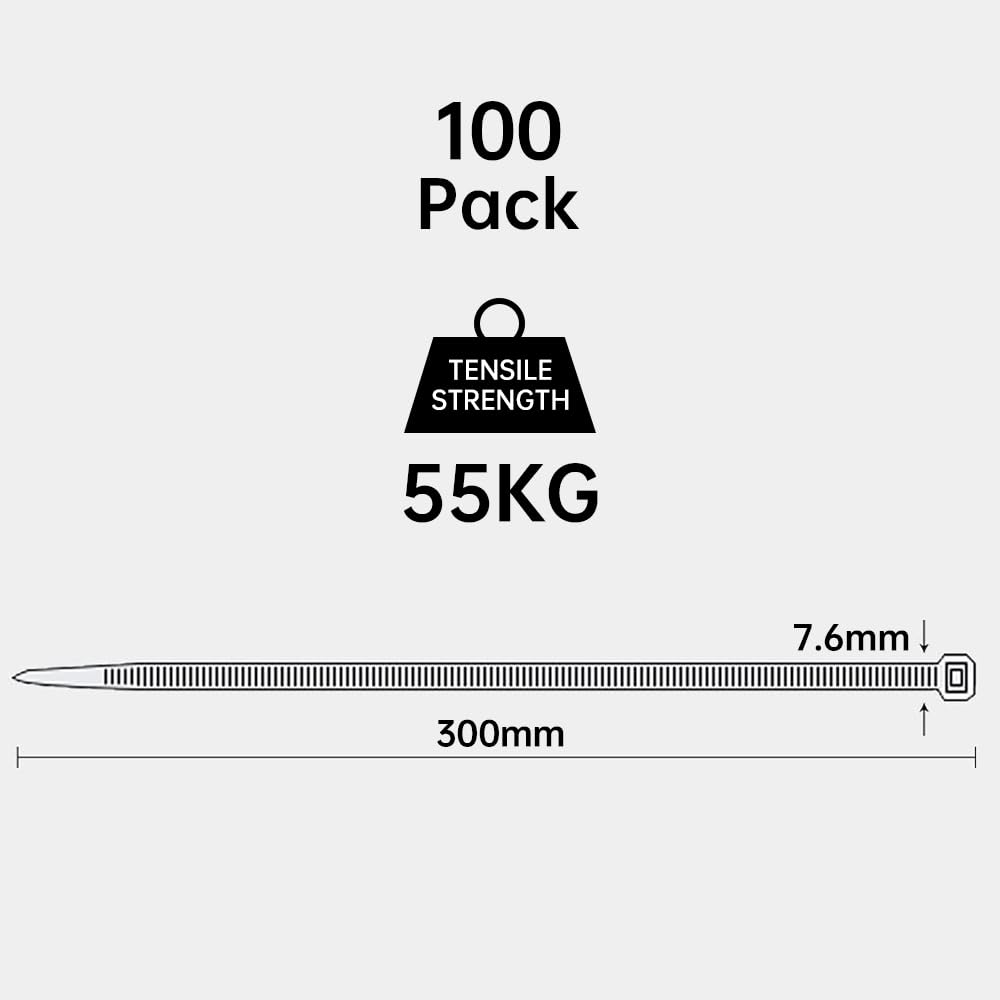 100 Pack Yellow Plastic Cable Ties 300mm×3.6mm Heavy Duty Strong Nylon Premium Self Locking 12 inch/30 cm Long Zip Tie Wraps