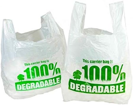 Sabco - White Vest Carrier Bags 100% Degradable - Jumbo 13 x 19 x 23" - Eco Friendly Plastic Bags - Sabco (500)