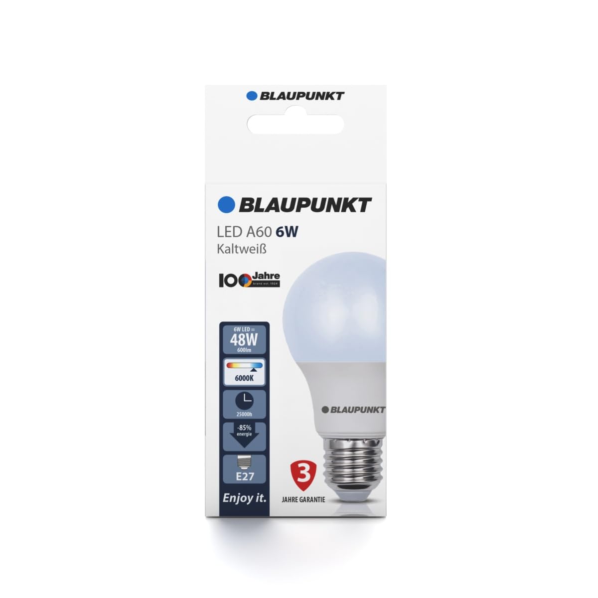 BLAUPUNKT E27 Classic Bulb A60 6W 600 Lumen 4000K Neutral White, 6-Pack
