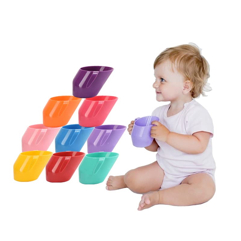 Doidy Cup, Open Cup for Training Baby 6 Months-3 Years, 200ml, Slanted Weaning Cup with Handles for Learning to Drink, BPA Free, 2 Pack (Orange)