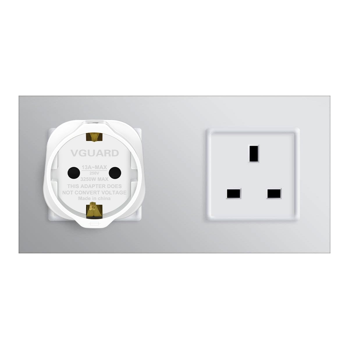VGUARD European to UK Plug Adapter 2 Pack BS8546 Certified Travel Adapter 2-Pin to 3-Pin, EU Schuko to UK Plug with 13A Fuse for Europe French Spanish German Turkish to UK Socket - Black