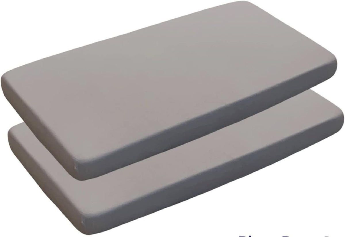 Pack of 2 Crib Fitted Sheets - 100% Jersey Cotton Next2Me Crib Sheets 50x85 cm - Compatible with Next2Me Cribs (Pack of 2 - Grey)
