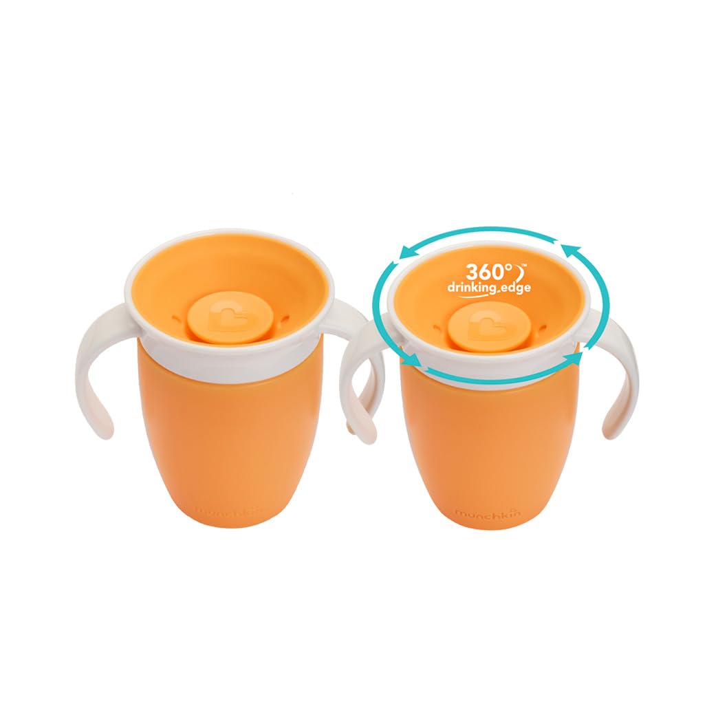 Munchkin Miracle 360 Sippy Cup | Trainer Toddler BPA Free Baby & Toddler Cups w.Handles | Non Spill | Dishwasher Safe Baby | Leakproof | 6+ Months| 7oz/207ml | 2 Pack | Blue/Green