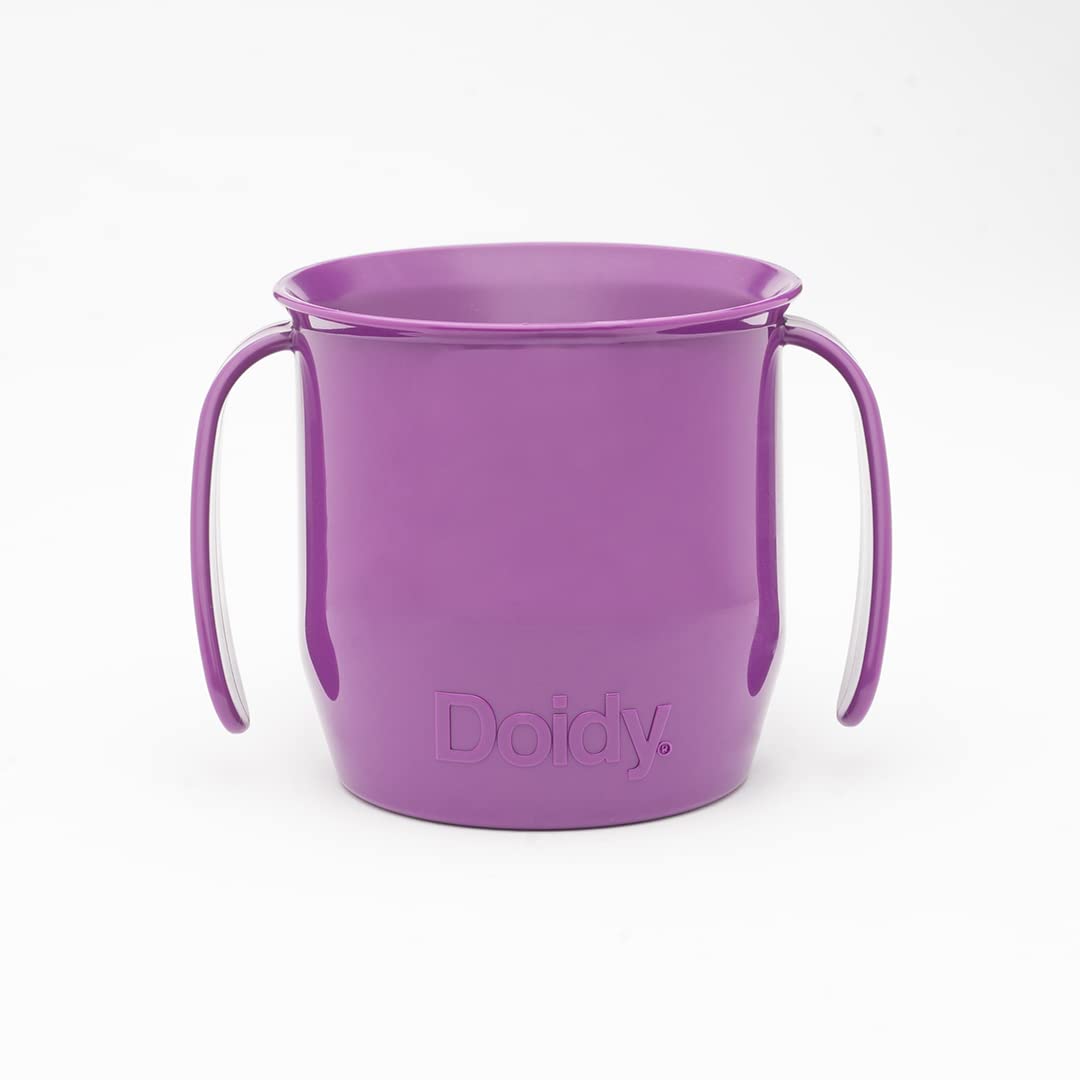 Doidy Cup, Open Cup for Training Baby 6 Months-3 Years, 200ml, Slanted Weaning Cup with Handles for Learning to Drink, BPA Free, 2 Pack (Orange)